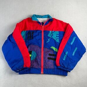 Vintage Ocean Equipment Windbreaker Jacket Blue Red Colorblock 90s Geometric M